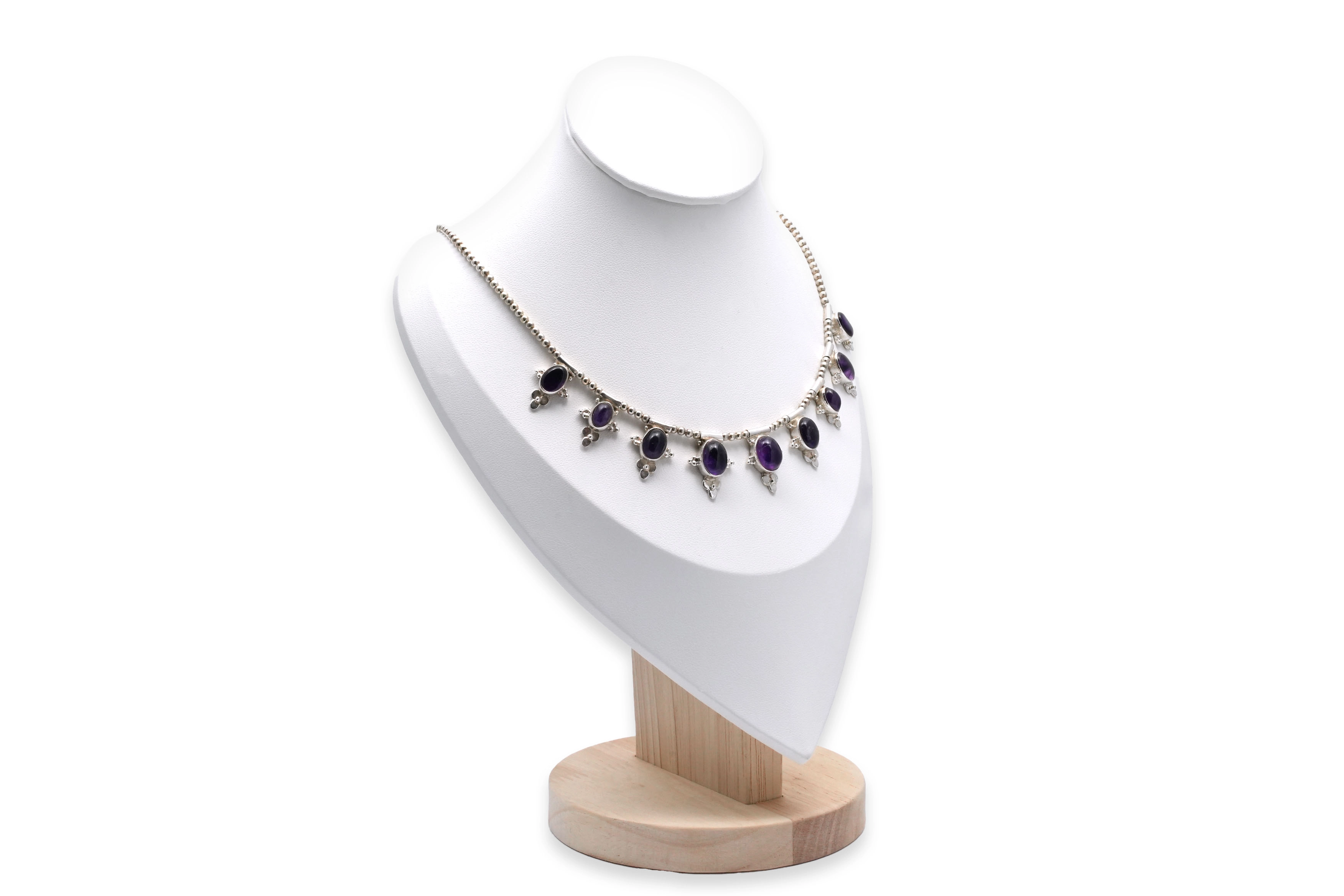 Collier contemporain en argent 925 serti d'améthystes