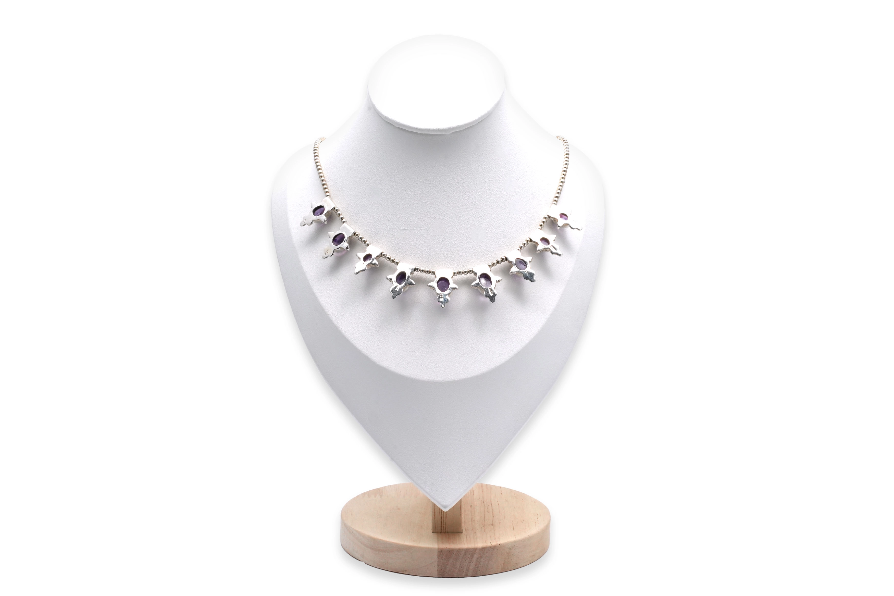Collier contemporain en argent 925 serti d'améthystes