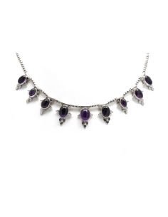 Collier contemporain en argent 925 serti d'améthystes