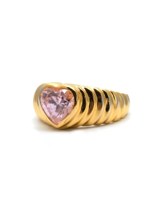 Bague contemporaine en vermeil (argent 925) sertie d'un zirconium