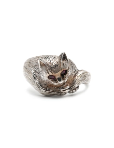 Bague chat contemporaine en argent 925 sertie de grenats