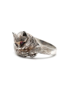 Bague chat contemporaine en argent 925 sertie de grenats