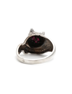 Bague chat contemporaine en argent 925 sertie de grenats