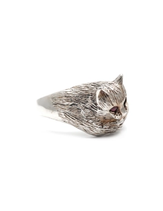 Bague chat contemporaine en argent 925 sertie de grenats