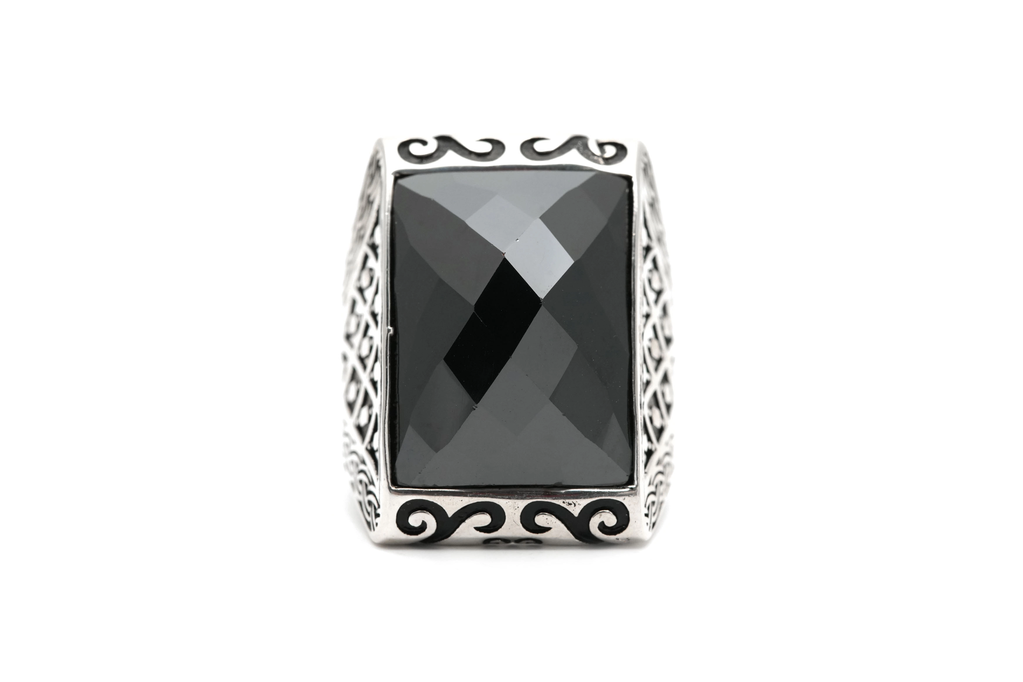 Bague contemporaine en argent 925 sertie d'une céramique