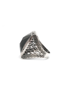 Bague contemporaine en argent 925 sertie d'une céramique