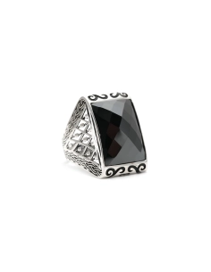 Bague contemporaine en argent 925 sertie d'une céramique