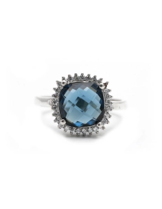 Bague contemporaine en argent 925 sertie de zirconiums