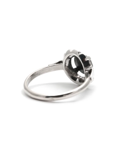 Bague Art Déco en argent 800 sertie d'une hématite et de marcassites