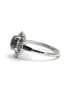 Bague Art Déco en argent 800 sertie d'une hématite et de marcassites
