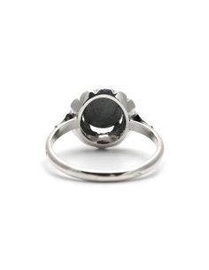 Bague Art Déco en argent 800 sertie d'une hématite et de marcassites