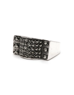 Bague Art Déco en argent 835 sertie de marcassites