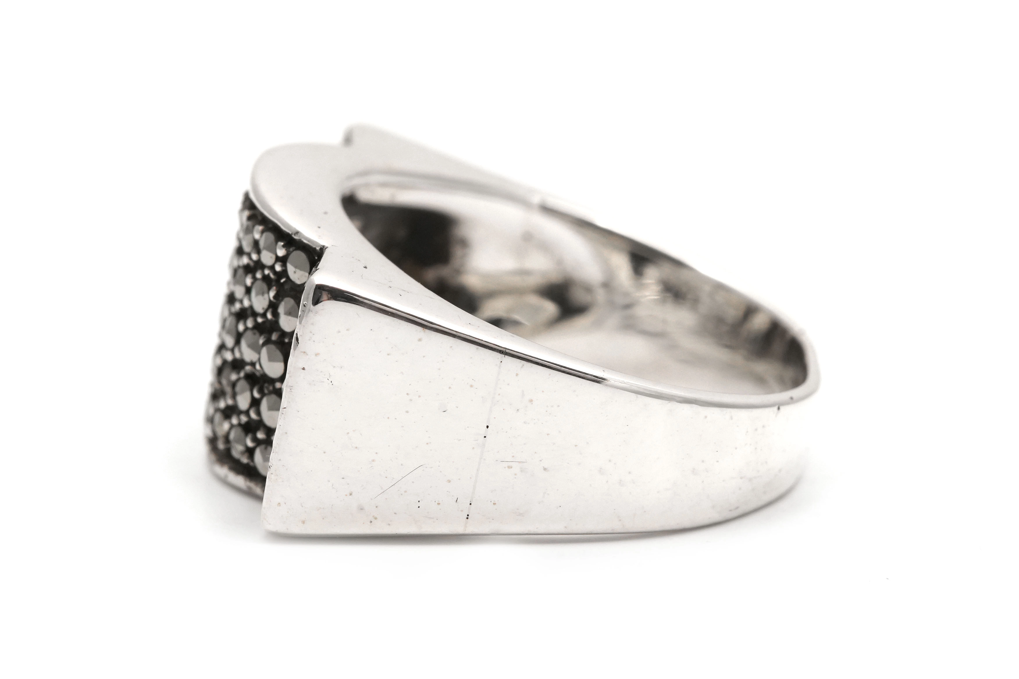 Bague Art Déco en argent 835 sertie de marcassites