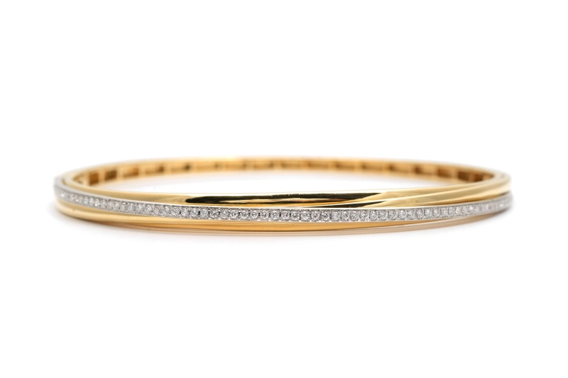 Bracelet contemporain en or jaune 18 carats serti de diamants taille "brillant" (+- 0.51 ct) - - 1