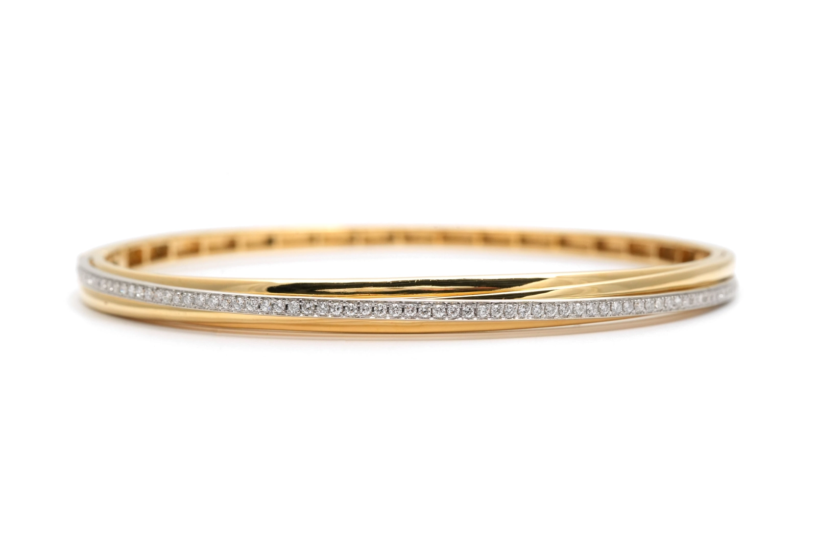 Bracelet contemporain en or jaune 18 carats serti de diamants taille "brillant" (+- 0.51 ct) - - 1
