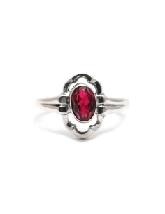Bague Art Déco en argent 835 sertie d'un grenat - - 1