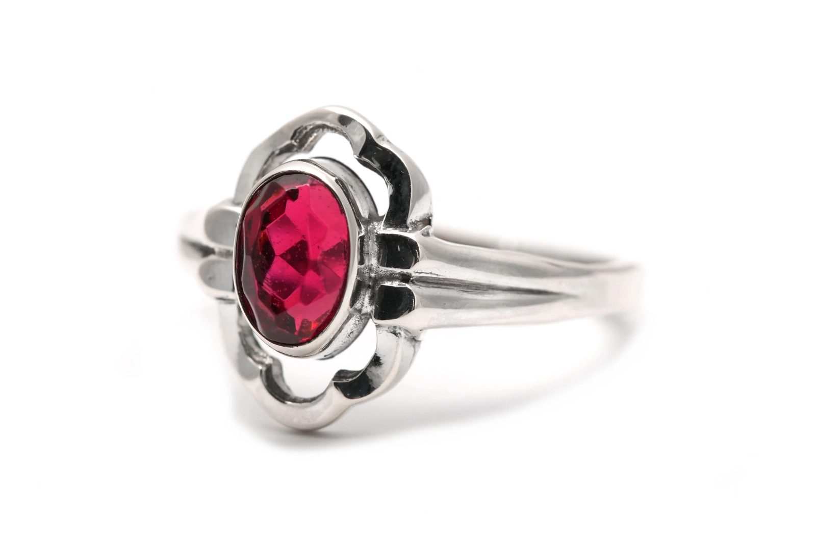Bague Art Déco en argent 835 sertie d'un grenat - - 2