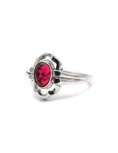 Bague Art Déco en argent 835 sertie d'un grenat - - 2