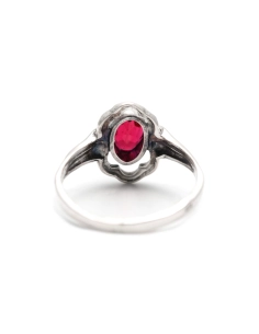 Bague Art Déco en argent 835 sertie d'un grenat - - 4