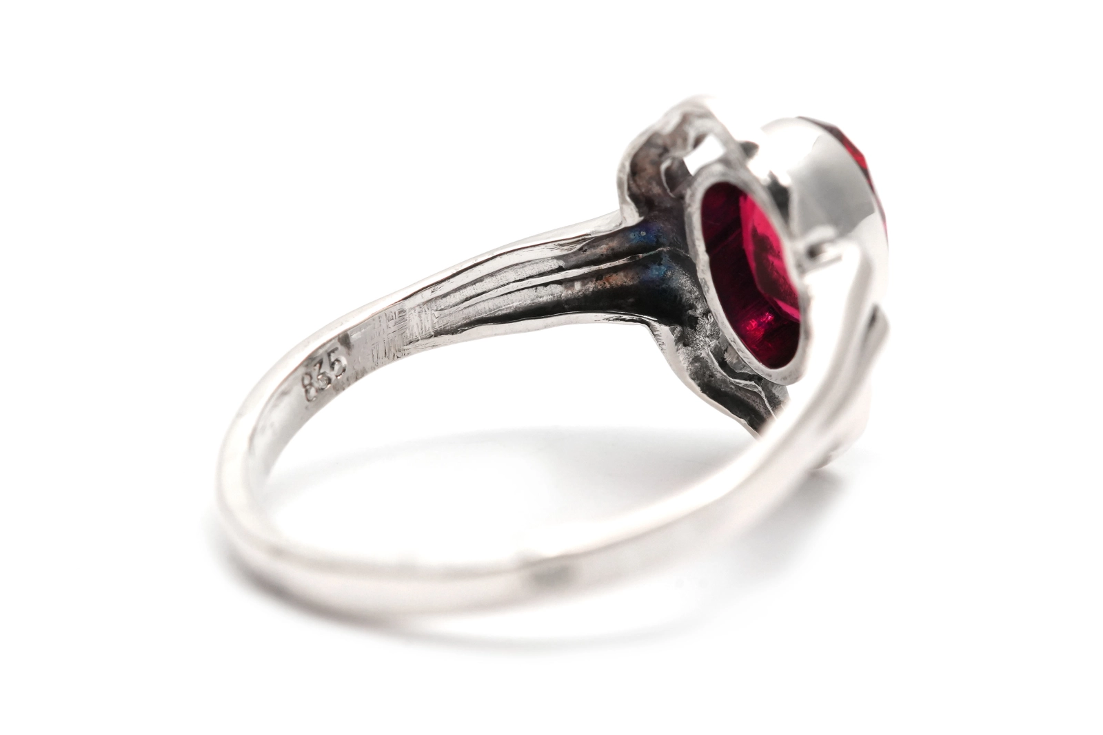 Bague Art Déco en argent 835 sertie d'un grenat - - 5