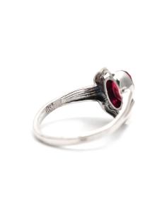 Bague Art Déco en argent 835 sertie d'un grenat - - 5