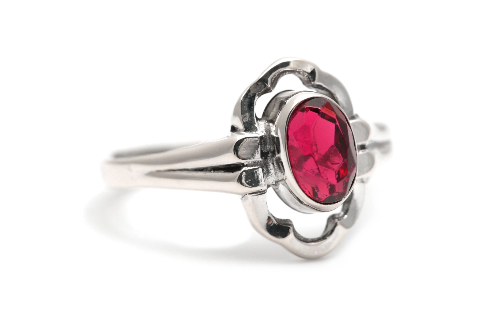 Bague Art Déco en argent 835 sertie d'un grenat - - 6