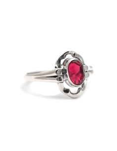 Bague Art Déco en argent 835 sertie d'un grenat - - 6