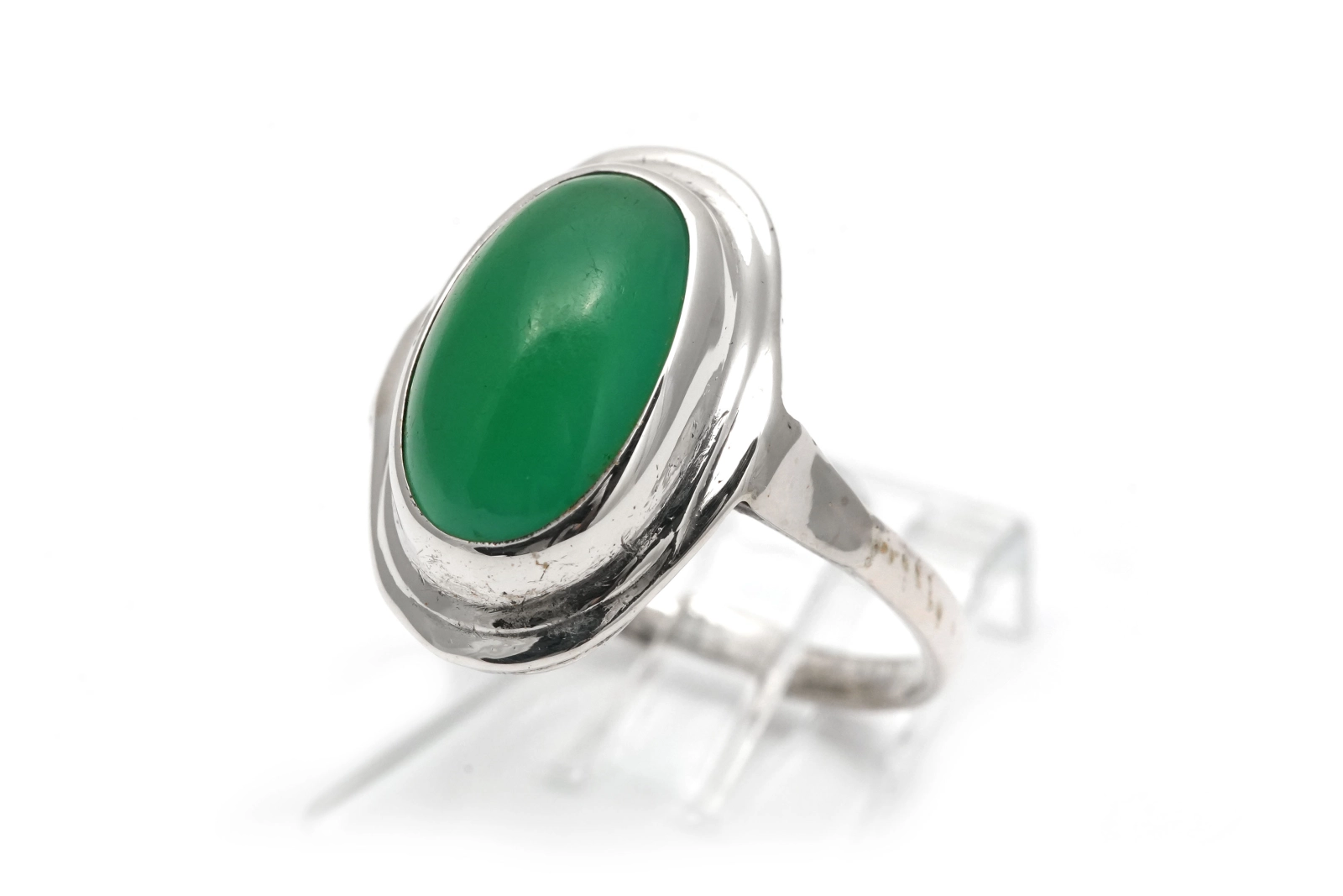 Bague Art Déco en argent sertie d'une chrysocolle - - 1