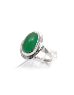 Bague Art Déco en argent sertie d'une chrysocolle - - 1