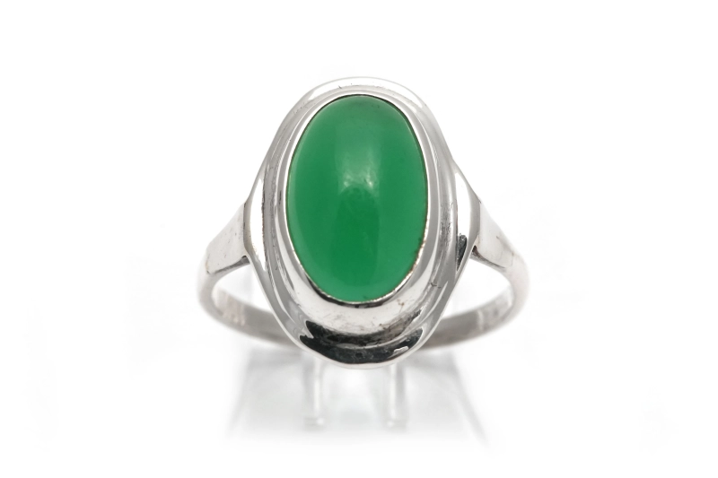 Bague Art Déco en argent sertie d'une chrysocolle -  - 2