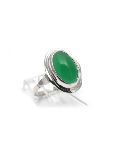 Bague Art Déco en argent sertie d'une chrysocolle - - 6