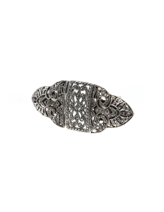 Broche Art Déco en argent sertie de marcassites - - 1