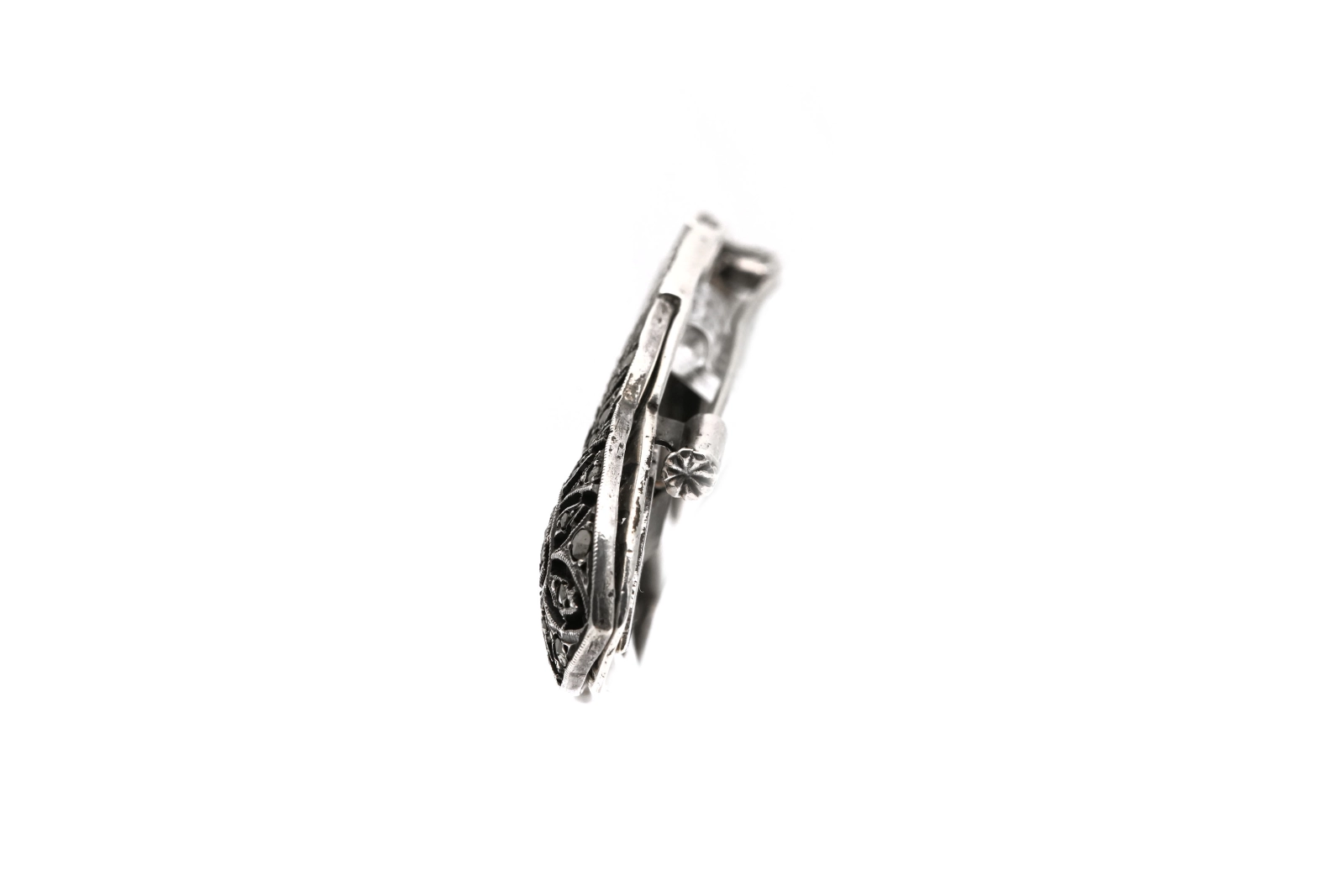 Broche Art Déco en argent sertie de marcassites - - 3