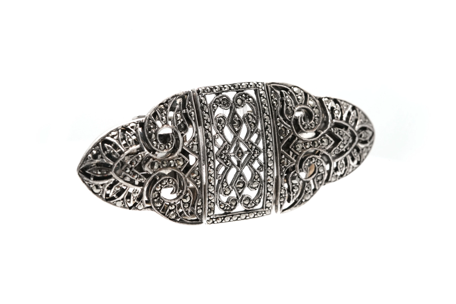 Broche Art Déco en argent sertie de marcassites - - 6
