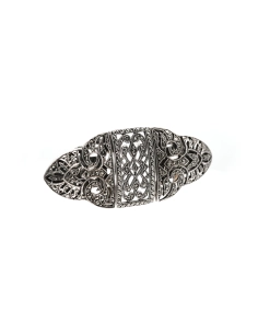 Broche Art Déco en argent sertie de marcassites - - 6