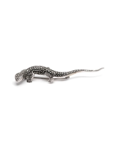 Broche lézard Art Déco en argent 835 sertie de marcassites - - 2