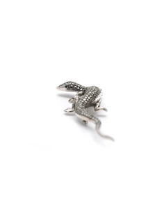 Broche lézard Art Déco en argent 835 sertie de marcassites - - 3