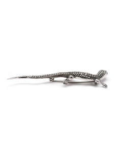 Broche lézard Art Déco en argent 835 sertie de marcassites - - 4