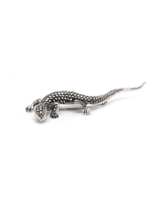 Broche lézard Art Déco en argent 835 sertie de marcassites - - 5