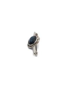 Broche Art Déco en argent sertie d'un saphir de synthèse et de zirconiums - - 3