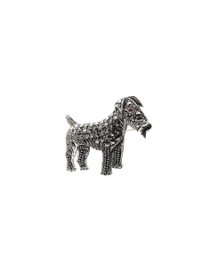 Broche Art Déco en argent sertie de marcassites et d'un rubis - - 1