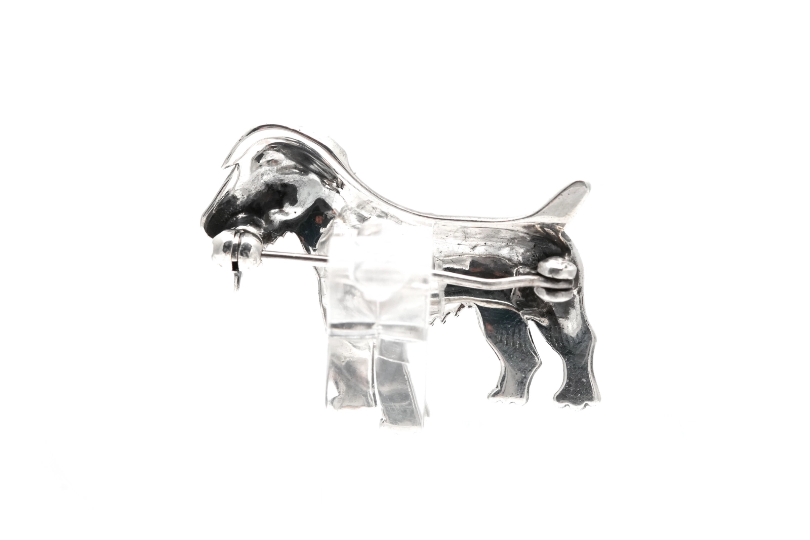Broche Art Déco en argent sertie de marcassites et d'un rubis - - 4
