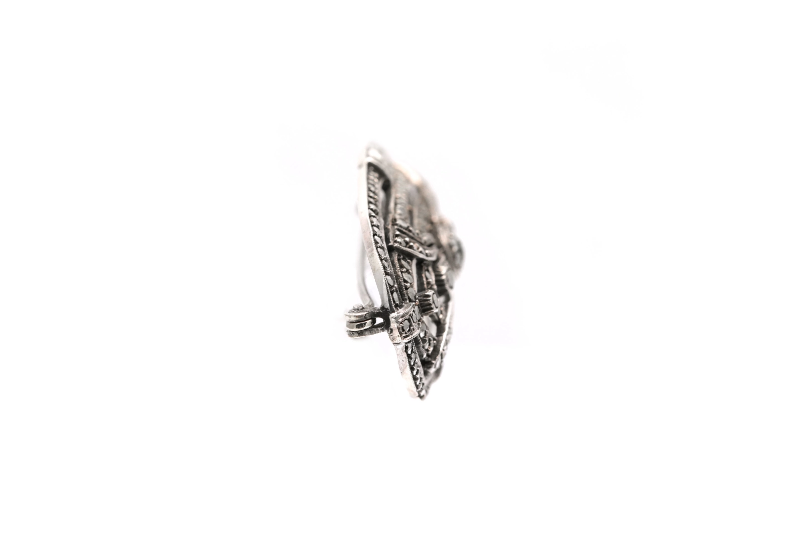 Broche Art Déco en argent 925 sertie de marcassites - - 5