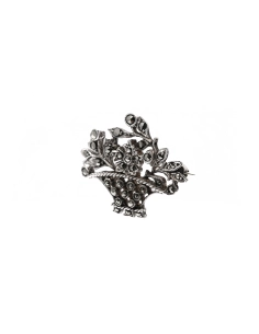 Broche Art Déco en argent 925 sertie de marcassites - - 1