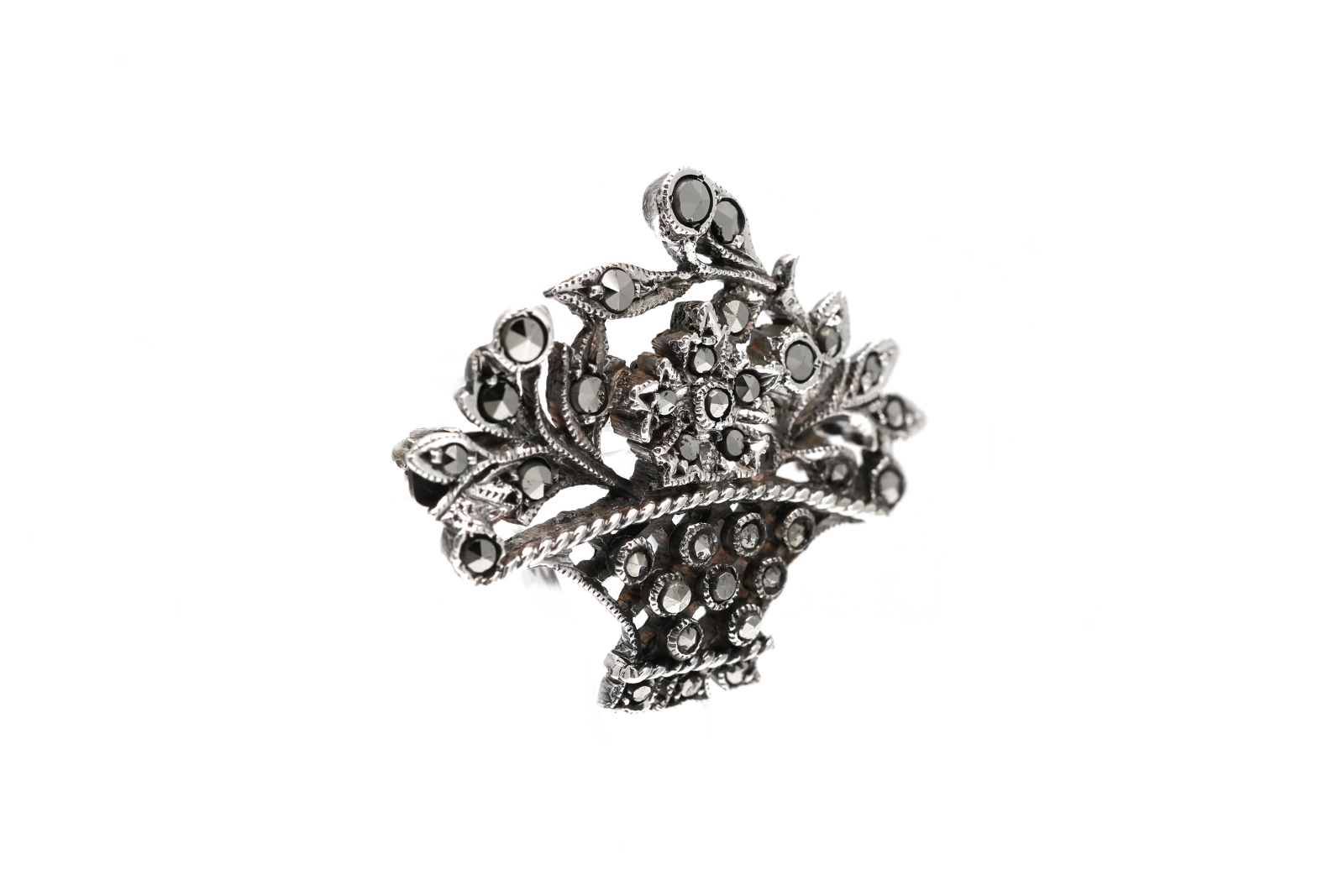 Broche Art Déco en argent 925 sertie de marcassites - - 6