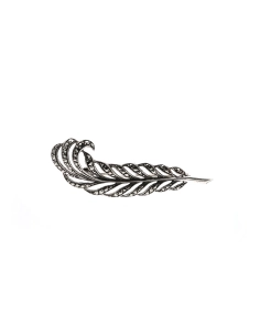 Broche plume Art Déco en argent 835 sertie de marcassites - - 2