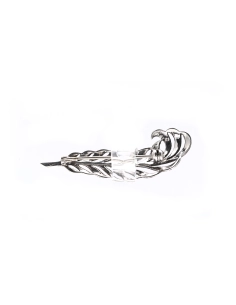 Broche plume Art Déco en argent 835 sertie de marcassites - - 4