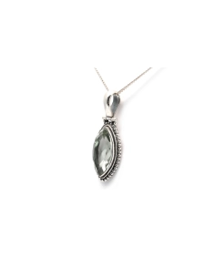 Pendentif contemporain en argent 925 serti d'une prasiolite - - 1