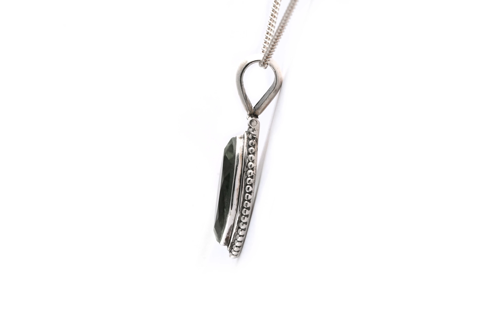 Pendentif contemporain en argent 925 serti d'une prasiolite - - 3