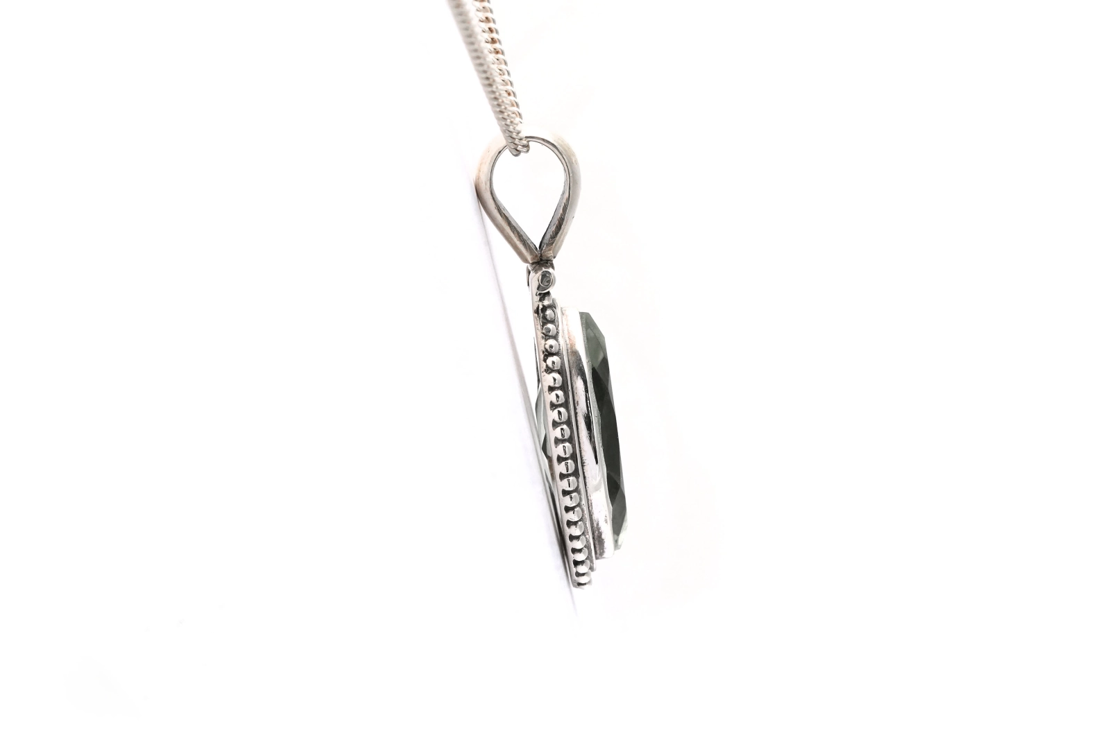 Pendentif contemporain en argent 925 serti d'une prasiolite - - 4